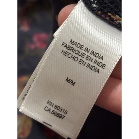 Lucky Brand Floral Button Front Blouse M Long Sleeve Boho Cottagecore Romantic - Picture 5 of 9